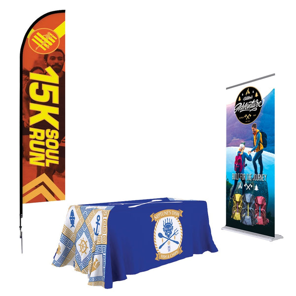 One Choice Showcase Kit Essential: Roll-Up, Feather Flag and Table Throw