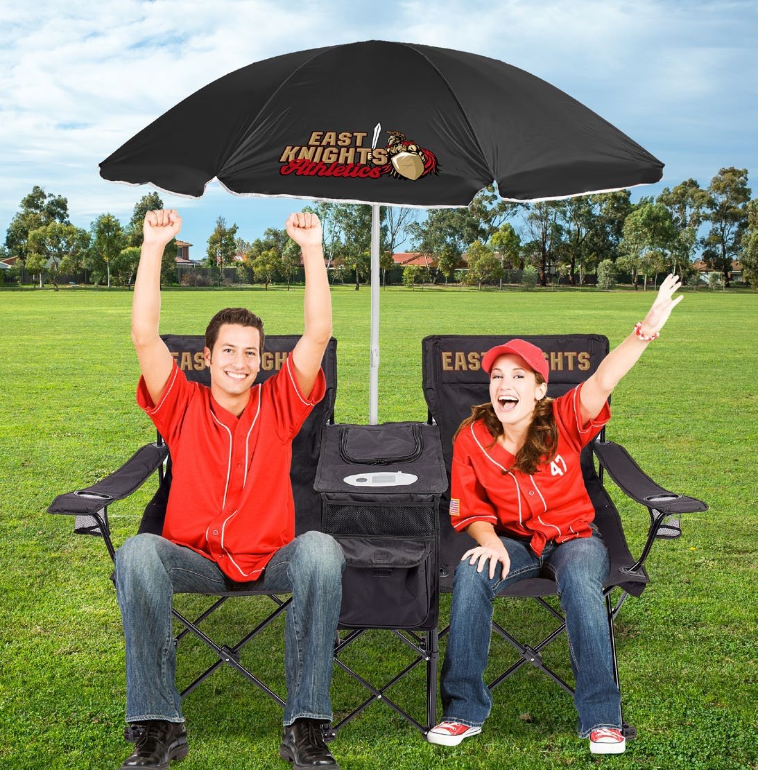 Double Party Chair with Umbrella and Cooler