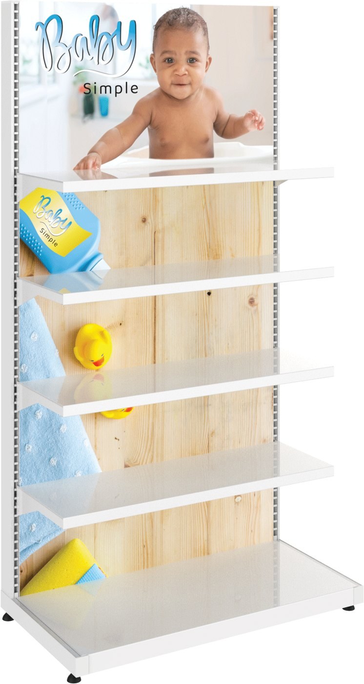 MODify Single Sided Merchandise Display with Shelves (Kit 01)