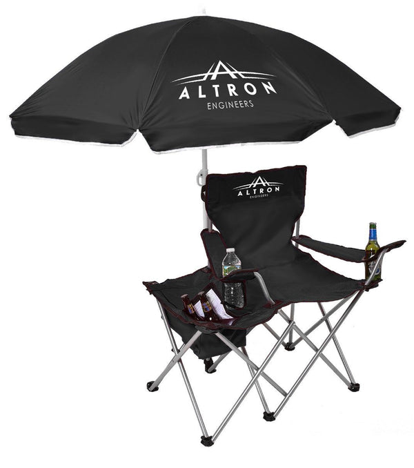 Party Chair with Umbrella and Cooler